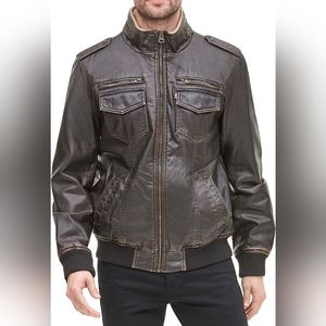 Men's Levi's® Faux-Leather Sherpa-Lined Aviator Bomber Jacket.